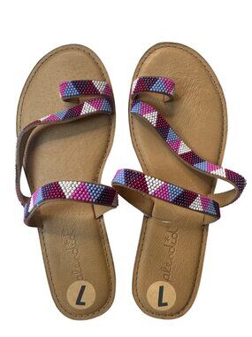 Splendid Womens Beaded Strap Sandals Size 7 Multicolor Casual Summer Shoes
